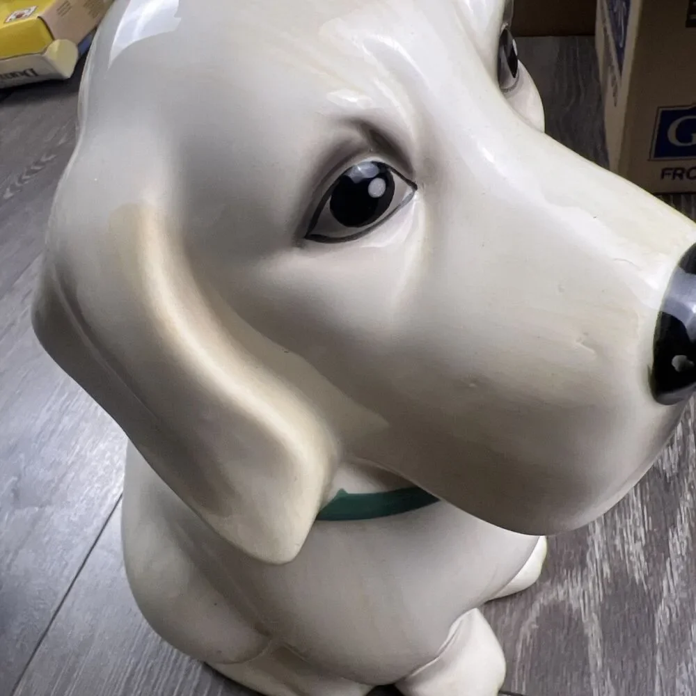 Pioneer Woman Dog Cookie Jar Labrador Retriever Lucy White Lab 11.5
